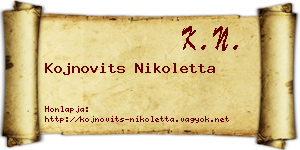Kojnovits Nikoletta névjegykártya